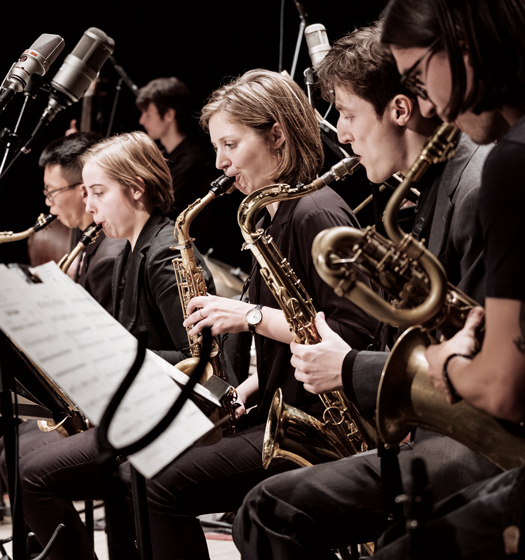 A group of people playing instruments