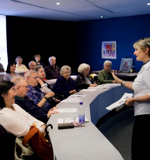 A person giving a presentation to a group of people