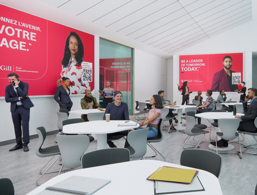 A group of people chatting in a room