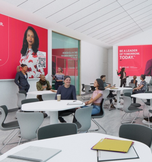 A group of people chatting in a room
